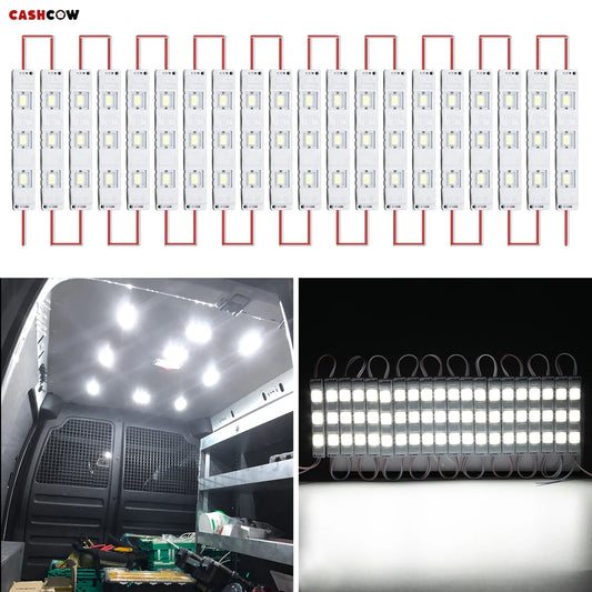 Kits De Luces Interiores Para Furgoneta, 12V, 60 LED, Lámpara De Techo LED, Coche, Furgoneta, Camión, Auto, Caravana, Remolque, Autobús, RV, Habitación, Iluminación De Carga (20 Módulos)