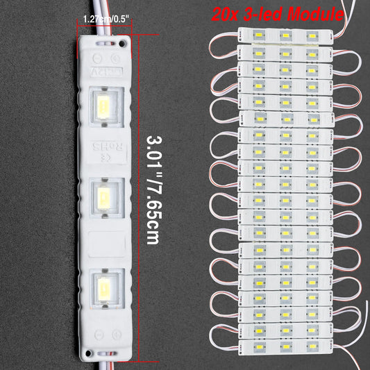 Kits De Luces Interiores Para Furgoneta, 12V, 60 LED, Lámpara De Techo LED, Coche, Furgoneta, Camión, Auto, Caravana, Remolque, Autobús, RV, Habitación, Iluminación De Carga (20 Módulos)